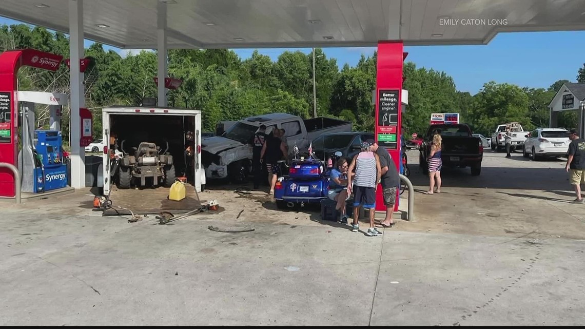Man crashes into crowded gas station, injuring multiple people, then shoots self, sheriff says