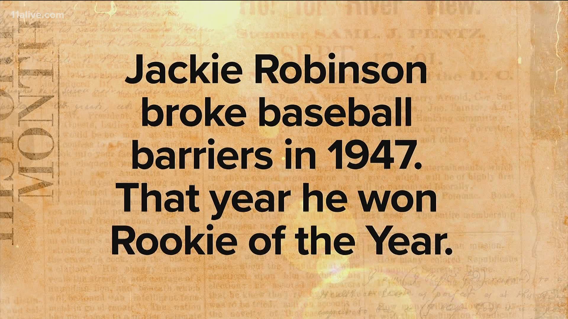 Robinson broke baseball barriers in 1947.