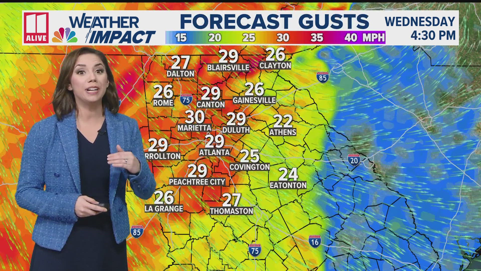 Rain begins to slack up. Temperatures dropping Wednesday afternoon.