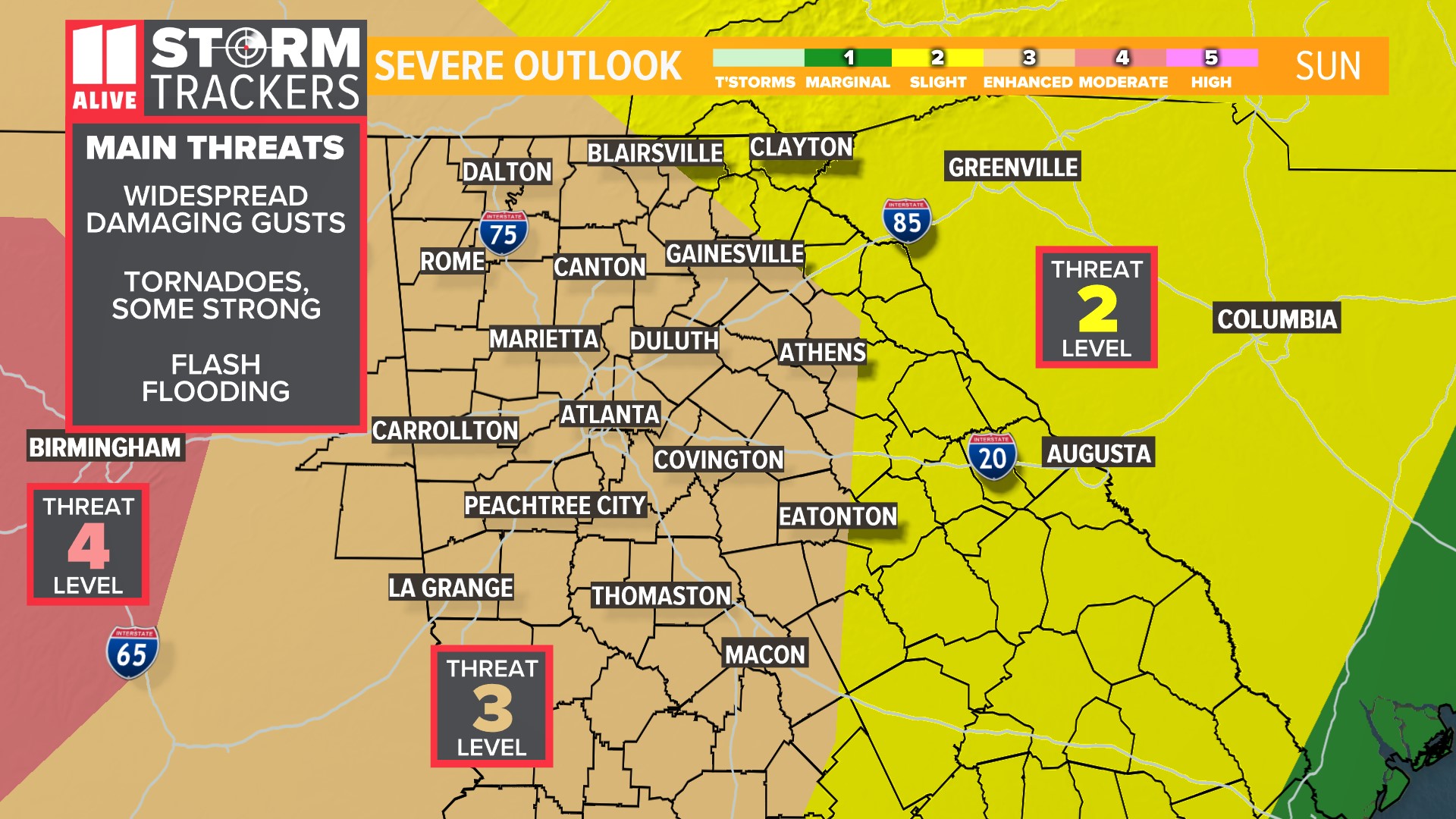 Two rounds of severe weather possible Sunday into Monday night