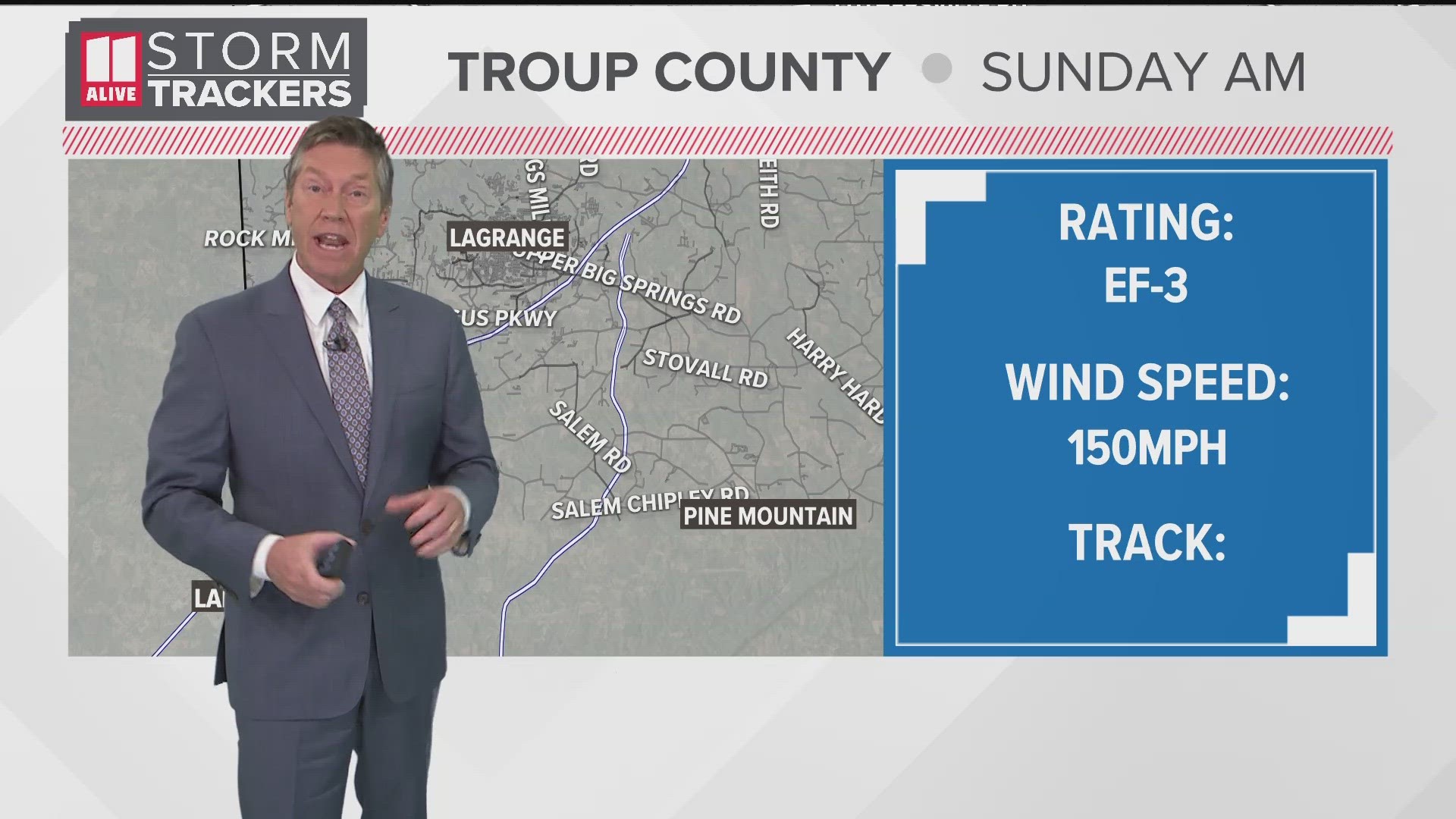 NWS said the wind speed was around 150 mph. The track is still unknown.