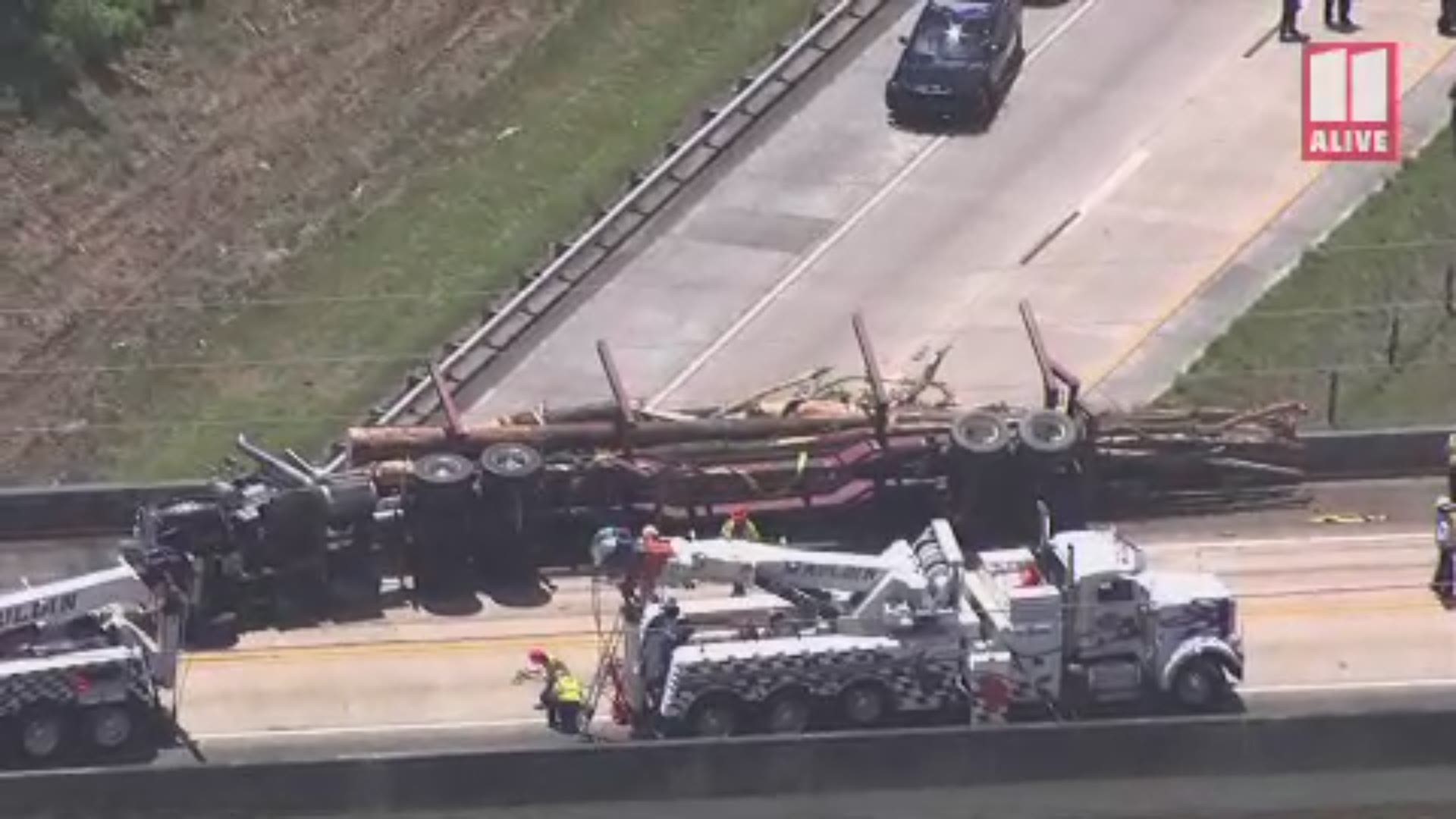 The accident shut down traffic in both directions on I-575 in Cherokee County on Monday.