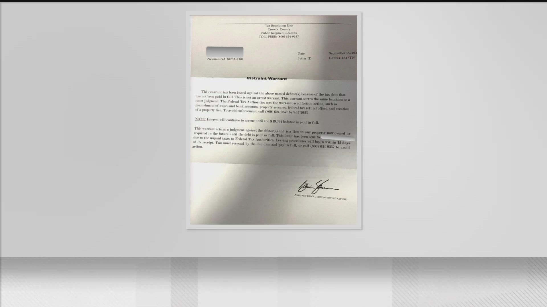 The letter says it is from the tax resolution unit, but the county said they did not send these letters.