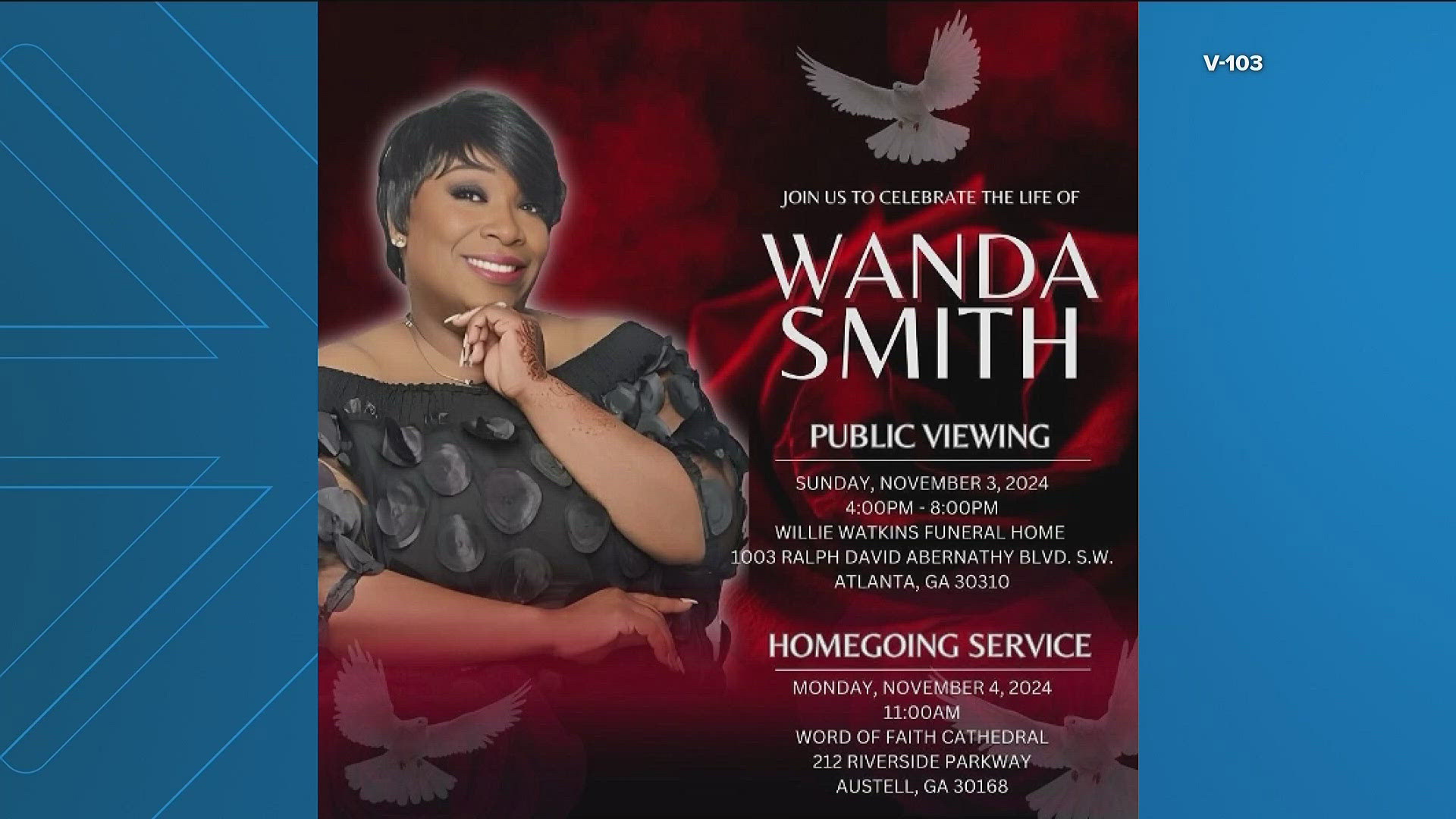 There will be a homegoing service on November 4.