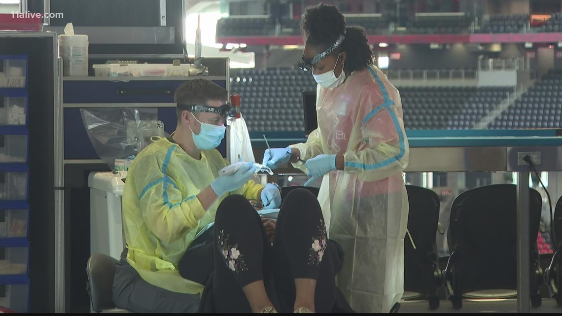 Voices for Equality | Atlanta Falcons turn Mercedes-Benz Stadium into dental office