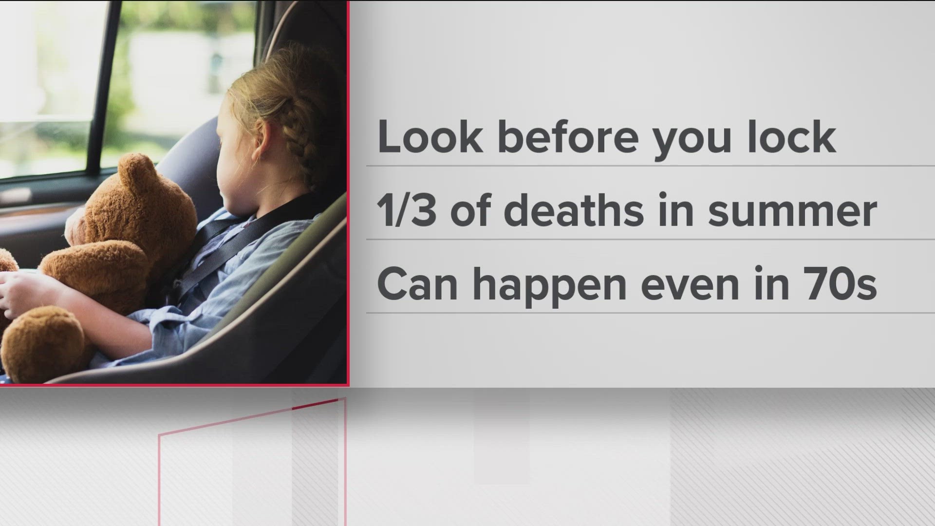 The National Weather Service is reminding parents and caregivers to remember to check their backseat for their kids as the weather gets hotter.