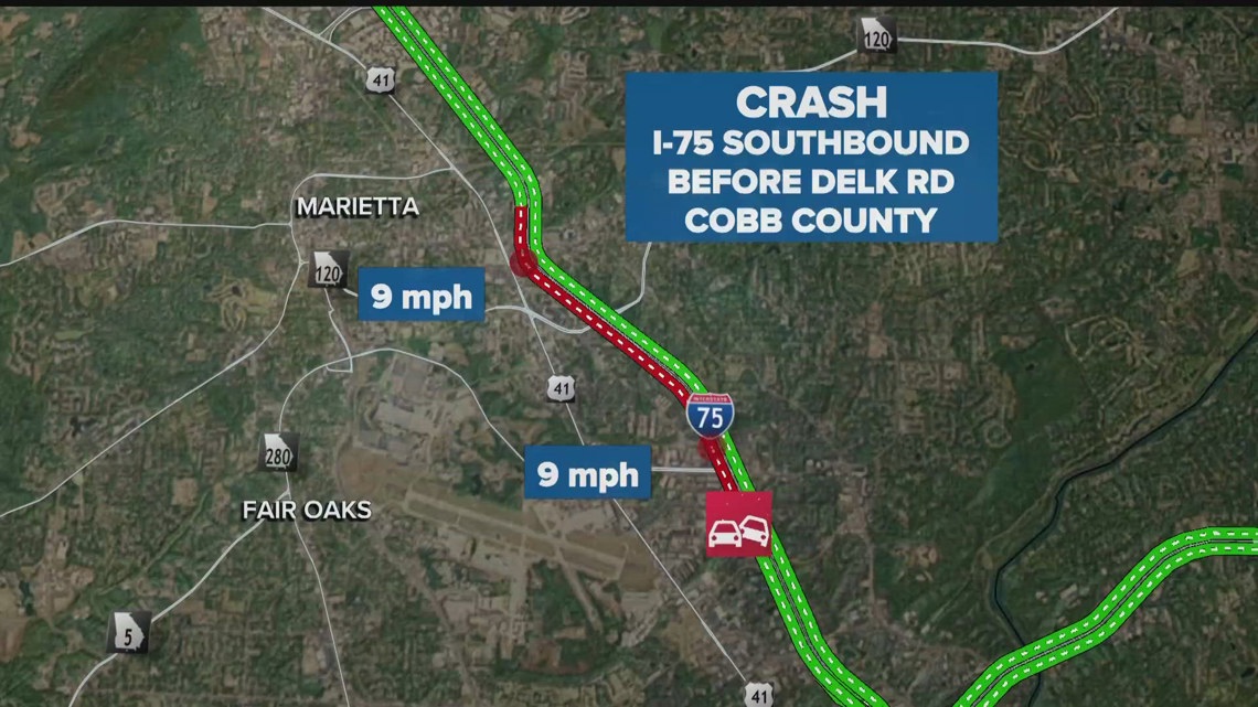 Crash causing delays on I-75 SB in Cobb County | 11alive.com