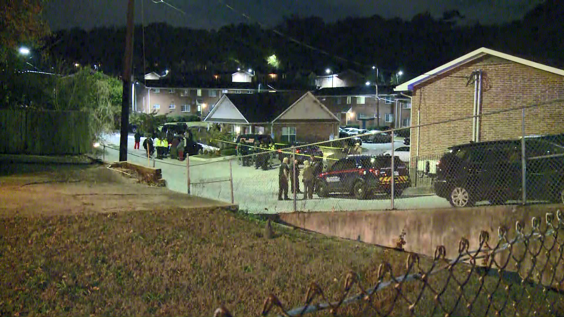 The teen was visiting a friend at an apartment complex when she was shot by a bullet that came from an upstairs unit.
