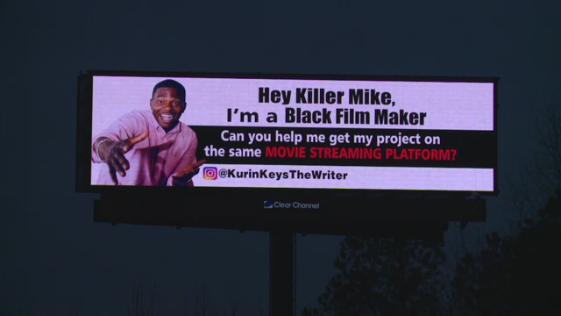 The billboard is located on I-85