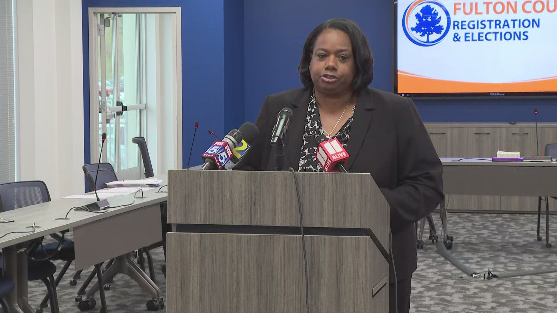 Fulton County Election Director Nadine Williams spoke to reporters.