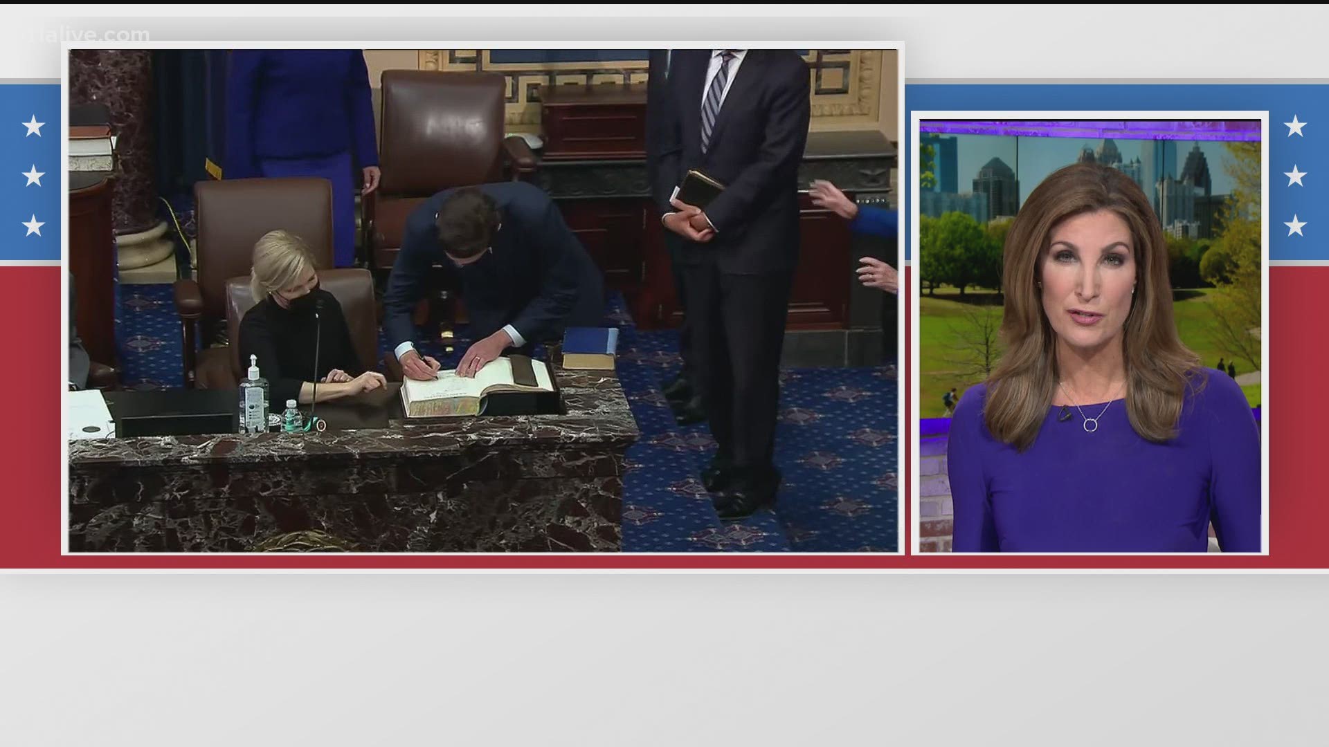 The Senator was sworn in with his hand on a book of Hebrew scripture.