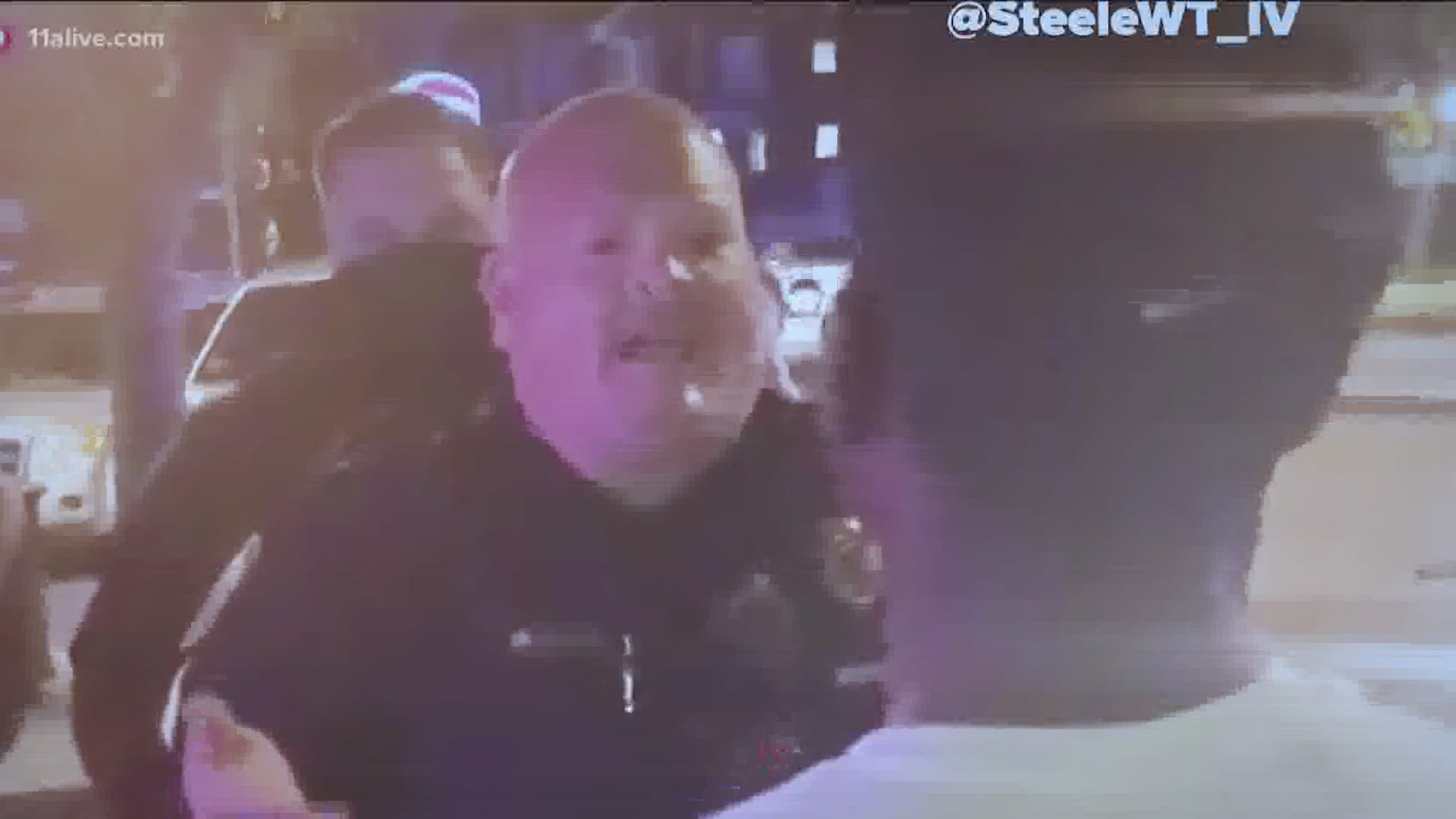 Video posted on social media shows an officer using the n-word Saturday night.