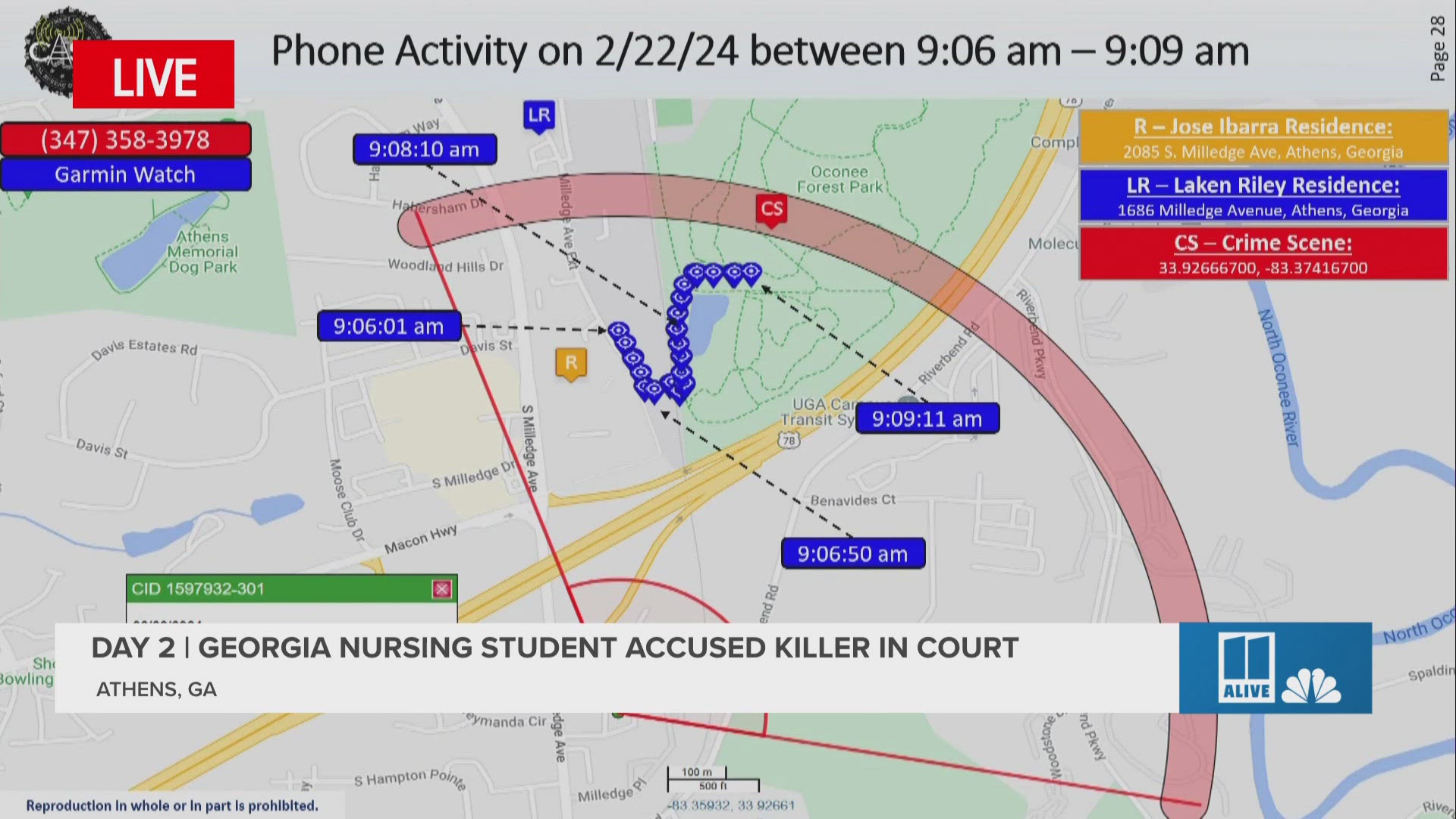 An FBI agent specializing in the area of cell phone data breaks down the movements between the devices of Riley and Ibarra.