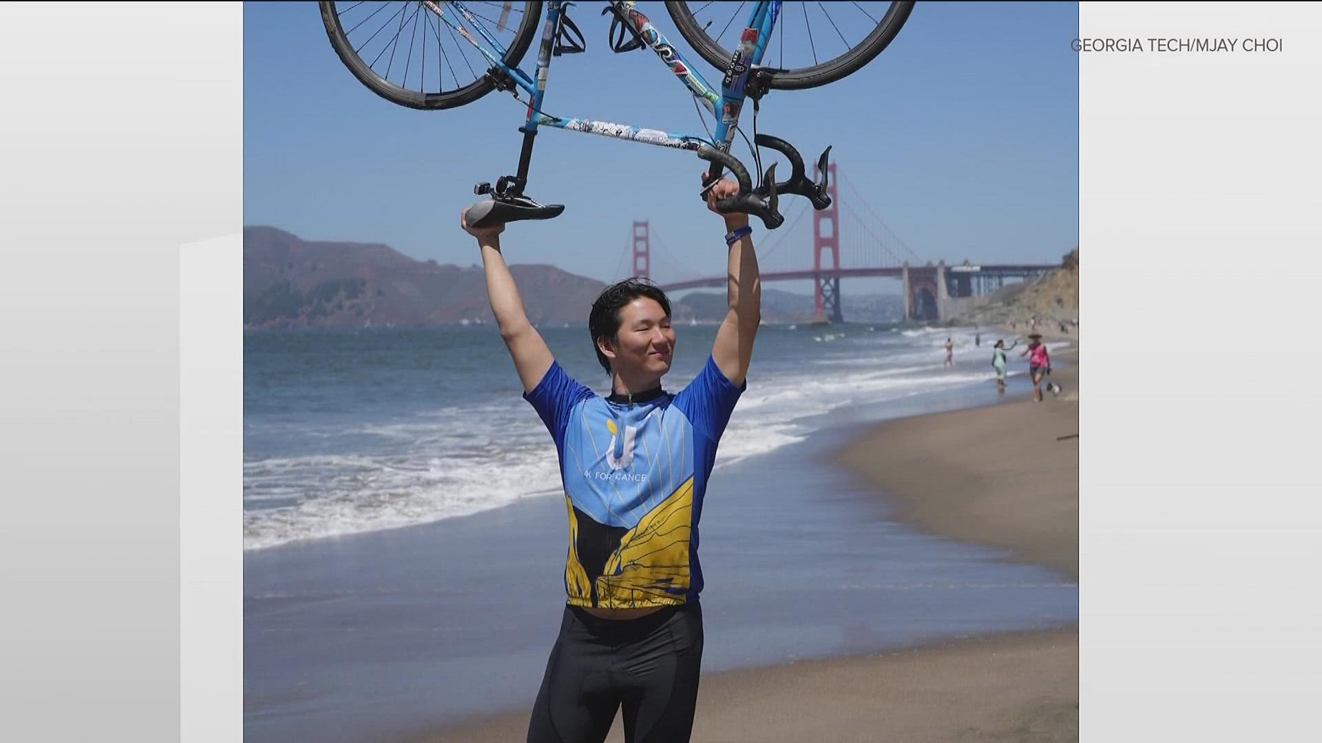 Myeongjun Choi rode 4,000 miles from Maryland to California to raise awareness and money for the Ulman Foundation.