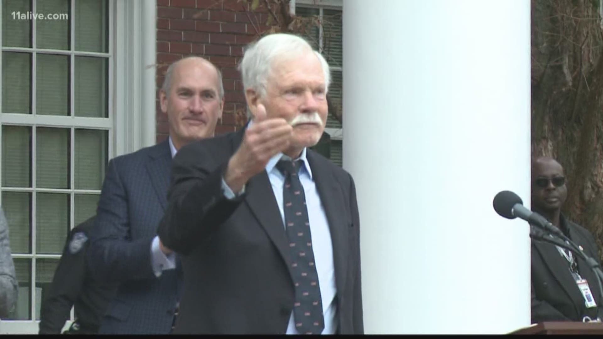 Ted Turner returned to Midtown Atlanta on Friday for the honor. The 81-year-old now spends much of his time in Montana.