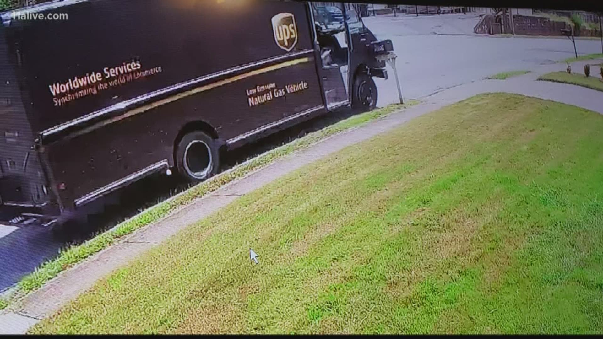 Ups Truck Knocks Over Womans Mailbox 