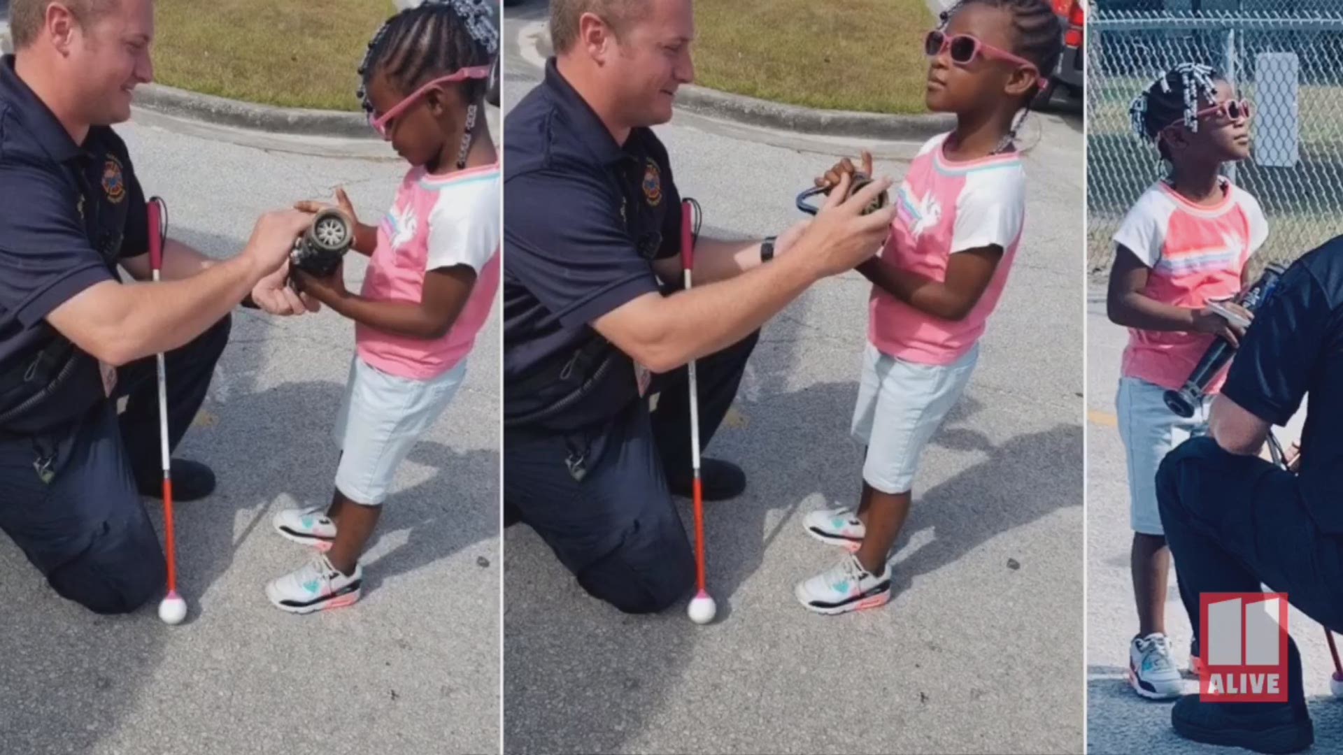 He "took it upon himself" to make the child, who is visually impaired, feel special.