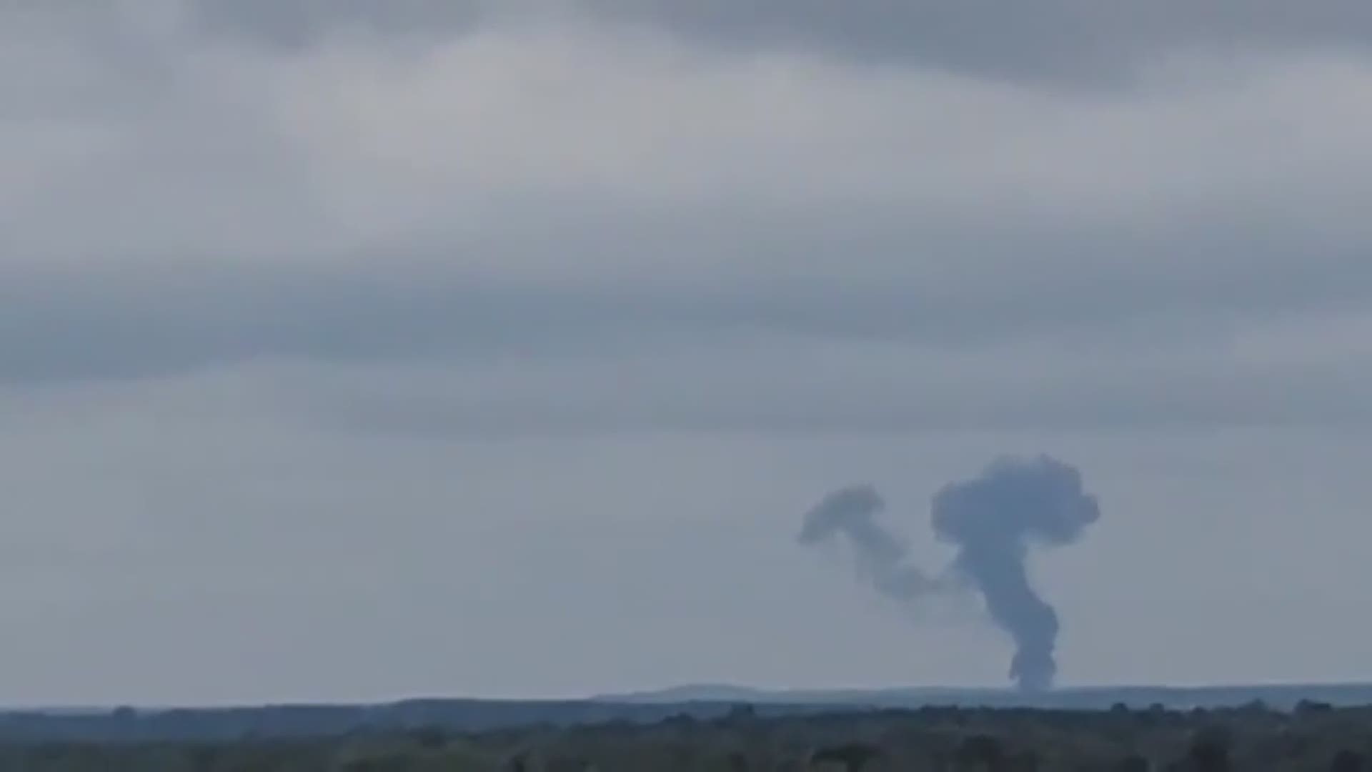 A Twitter user shared the video, which shows plumes of smoking filing the air. Officials said the pilot ejected from the aircraft and was not hurt.