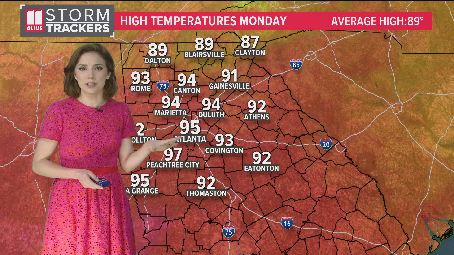 We kick off the month of July with more heat and humidity! Monday afternoon is hot and humid. Highs climb into the mid 90s.