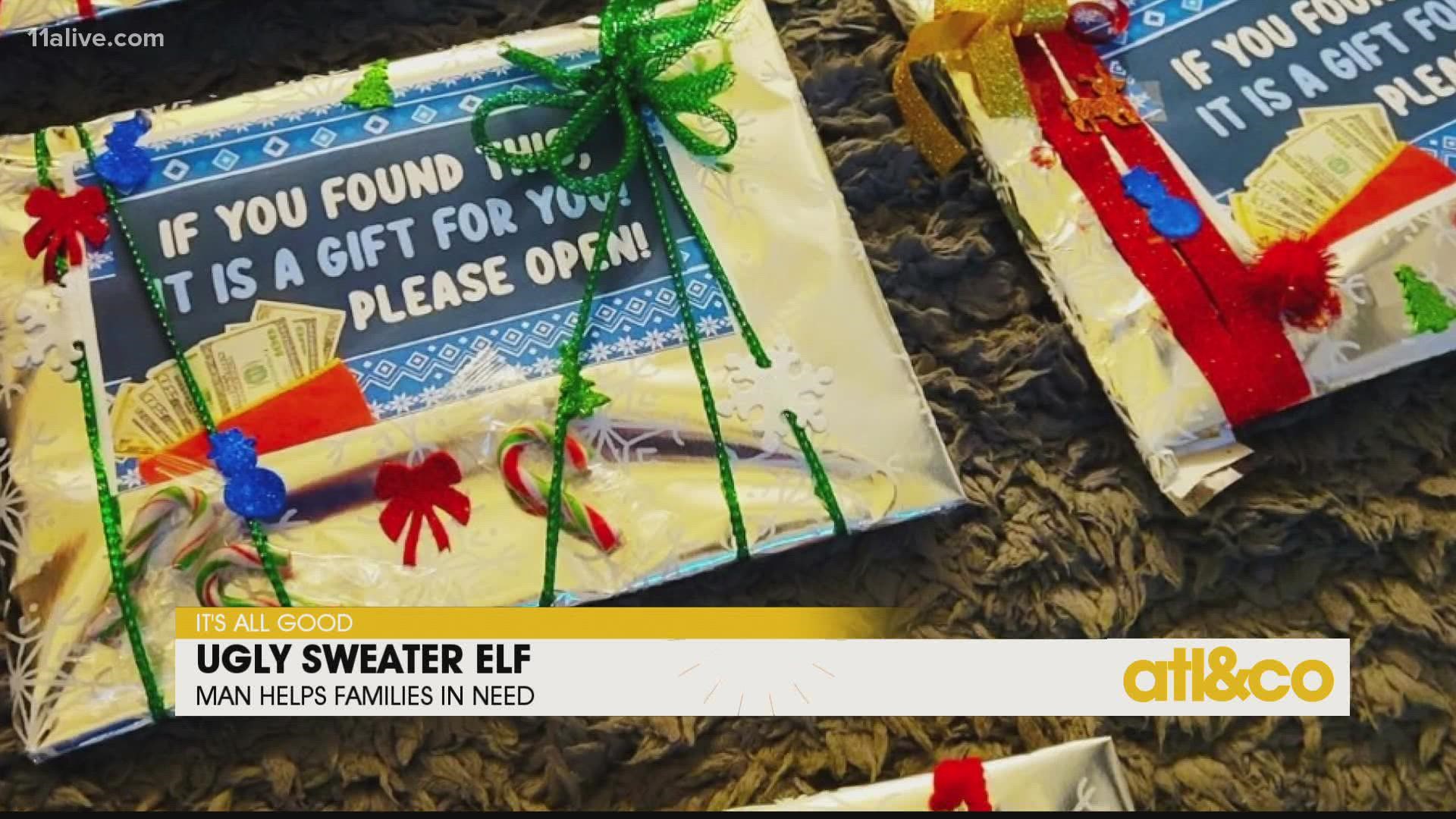 This sweet elf started leaving surprise envelopes at gas stations around town and now partners with nonprofit Christmas Unlimited to do more for families in need.