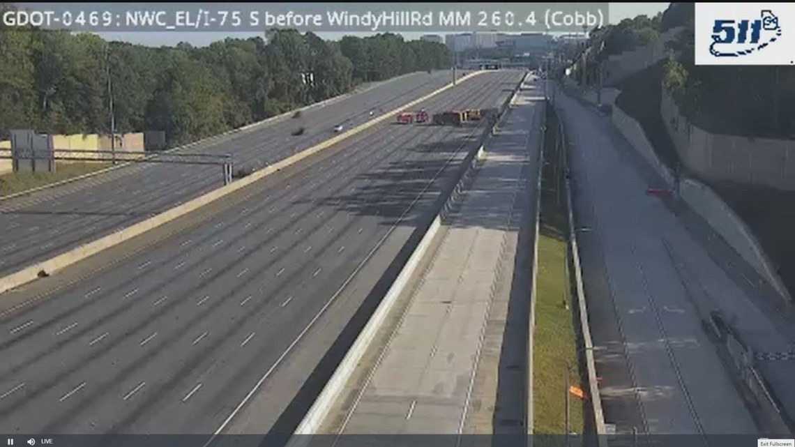 All lanes closed on I-75 closed near Delk Road due to 'suspicious item ...