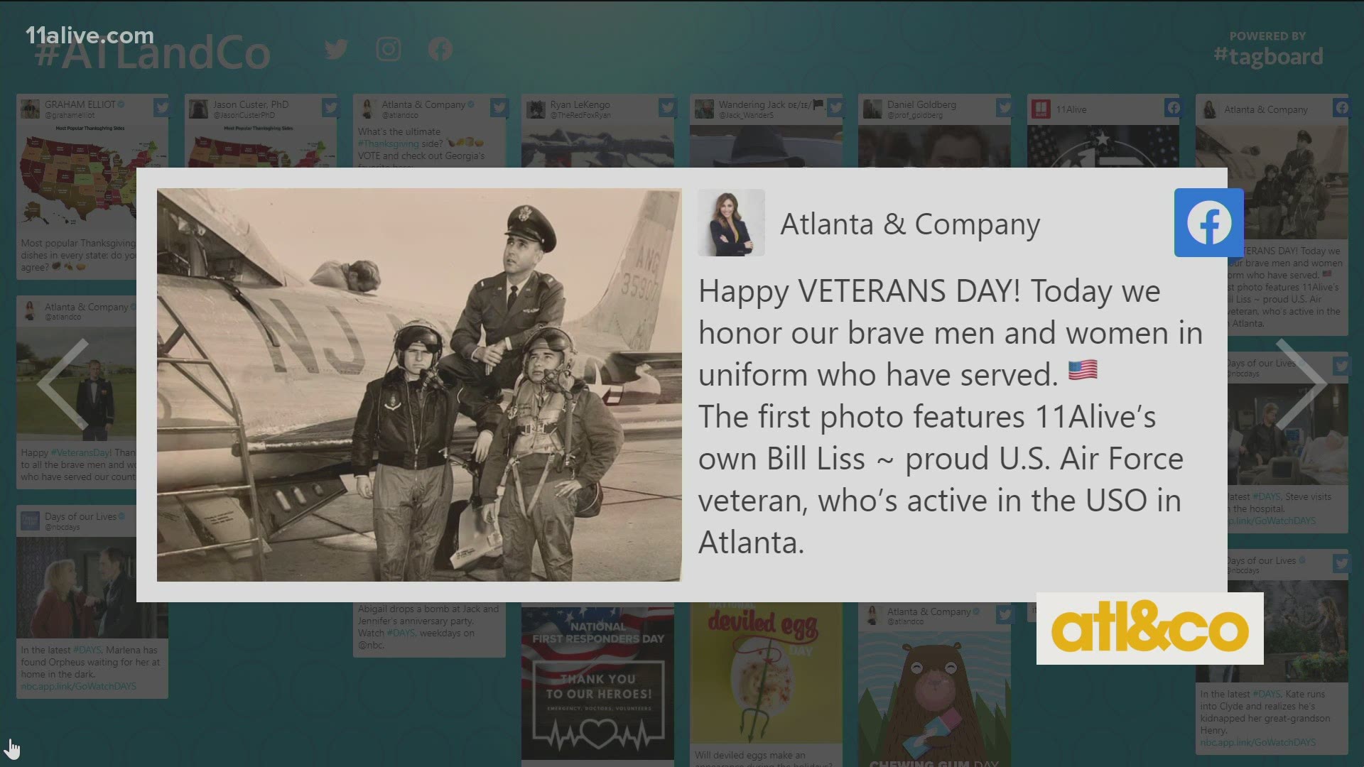 Happy Veterans Day to all who have bravely served, including 11Alive's own Bill Liss -- Senior Source anchor, attorney, and proud Air Force vet active in the USO.