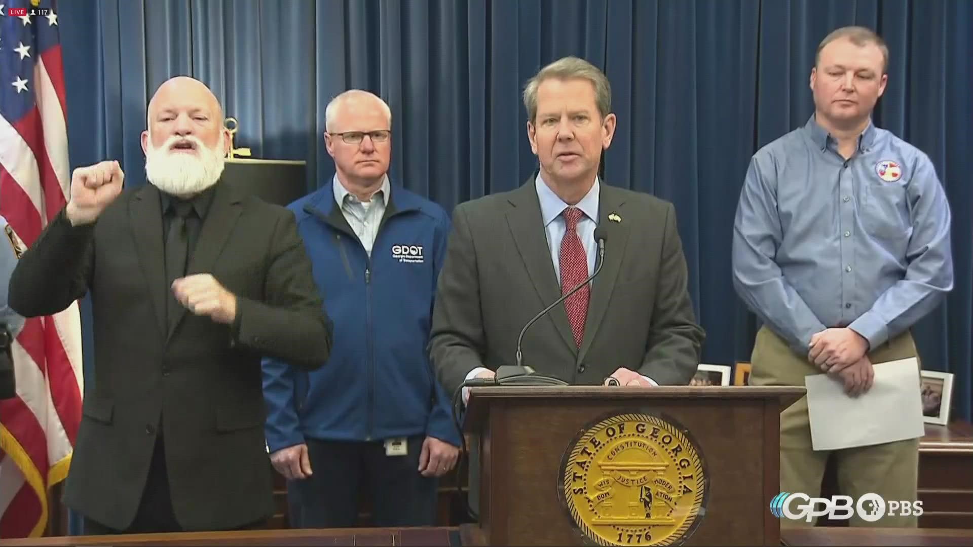 Gov. Brian Kemp and other officials spoke Friday ahead of Sunday's expected winter weather in north Georgia.