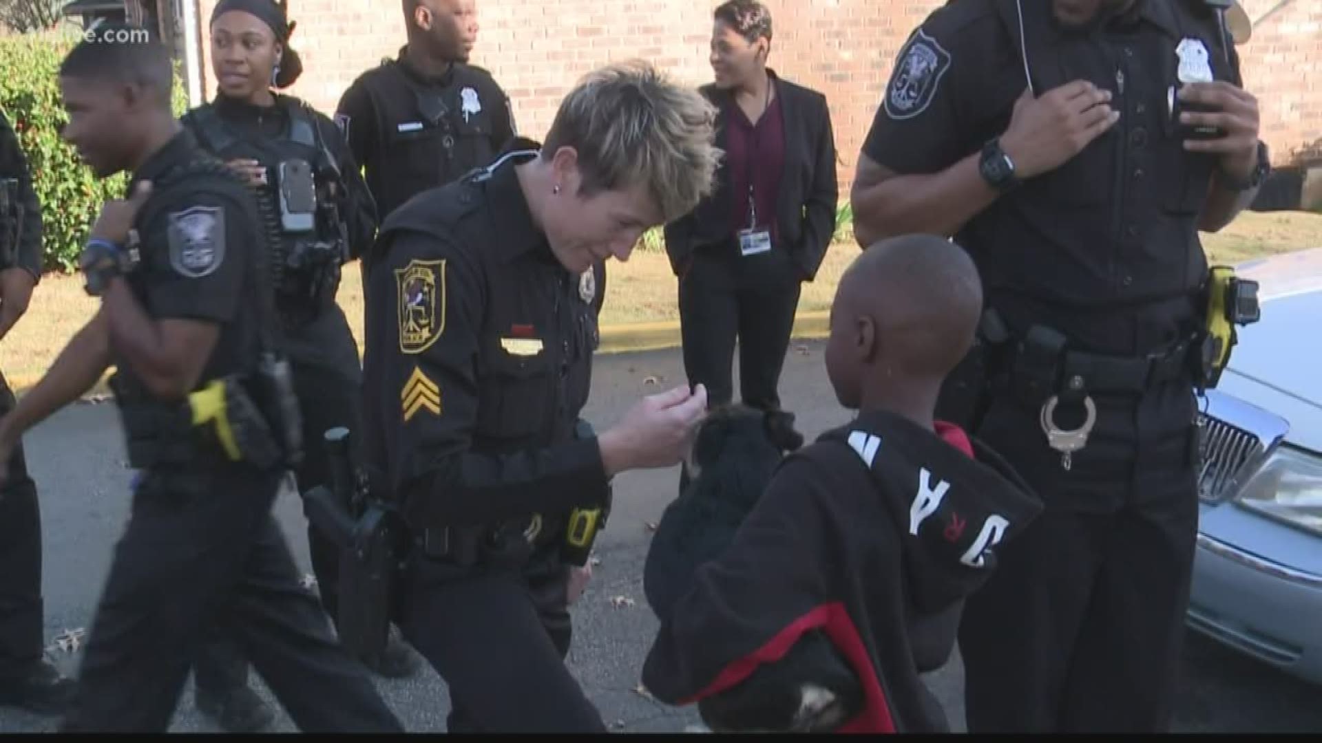 South Precinct officers raised money to give not just Thanksgiving turkeys, but entire ready-to-eat dinners.