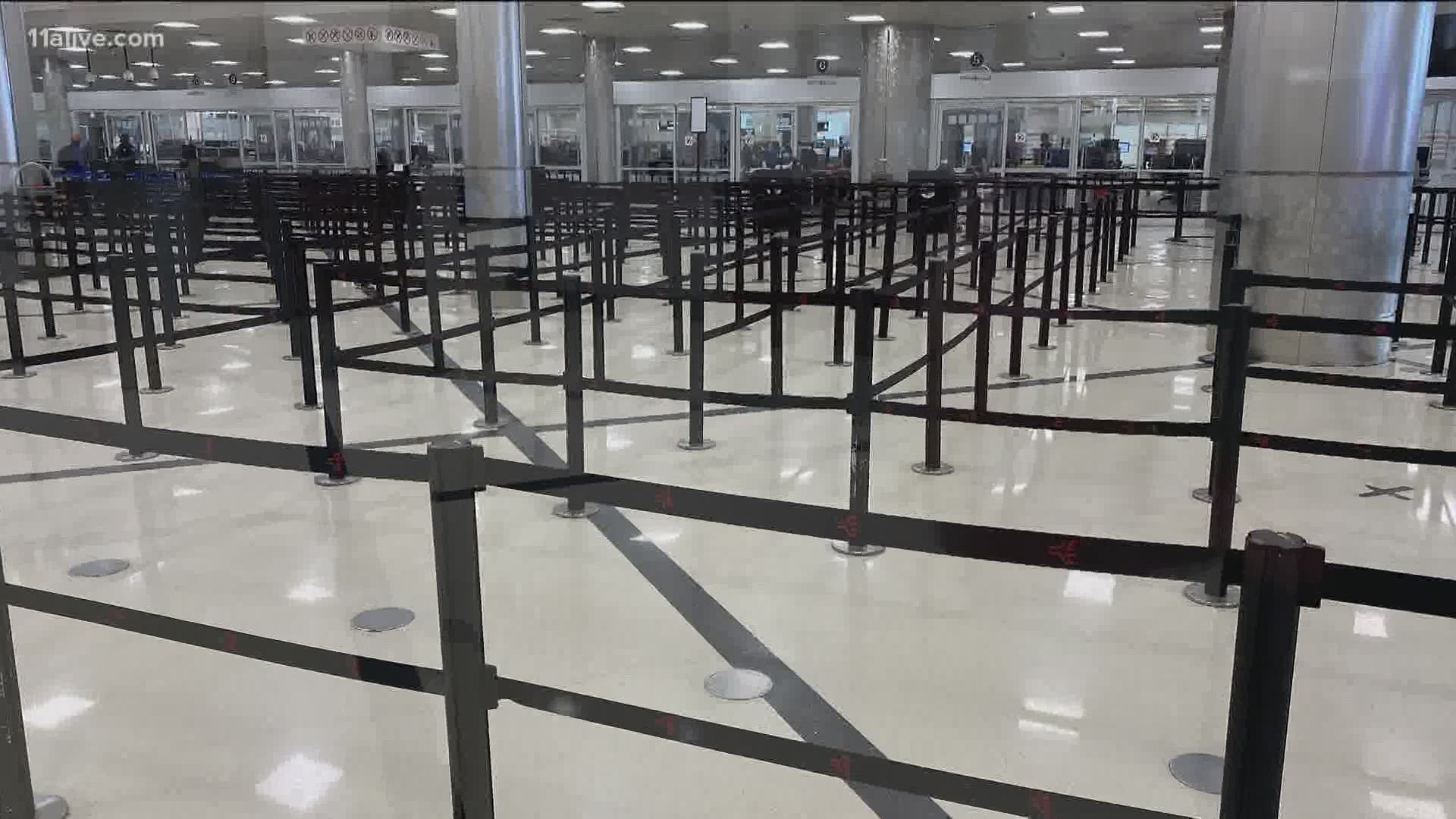 Airport officials warned passengers to arrive at the airport in enough time because the lines to get through security were getting backed up.