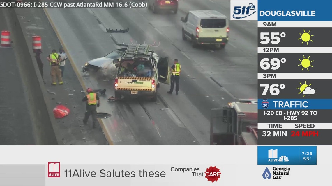 Crash causing delays on I-285 NB in Cobb County | 11alive.com