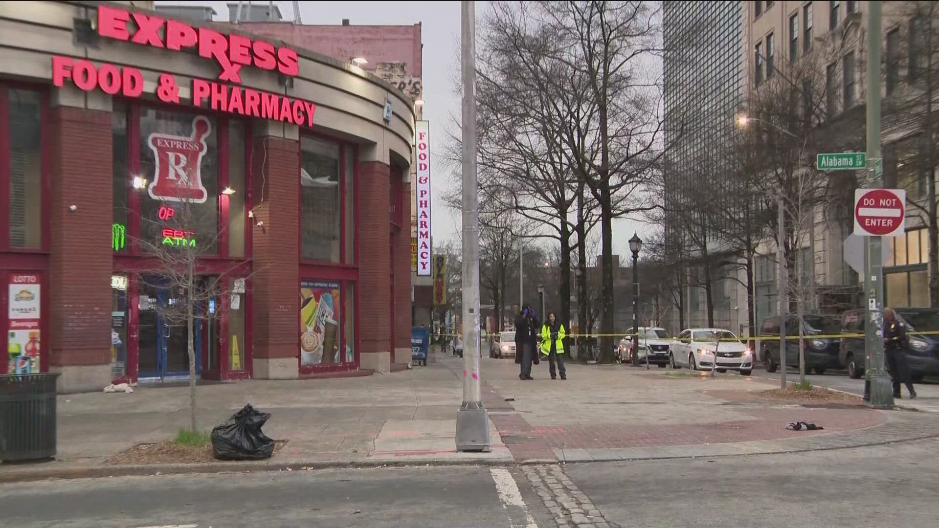 Police said an argument on a MARTA bus continued as two men got off Downtown.