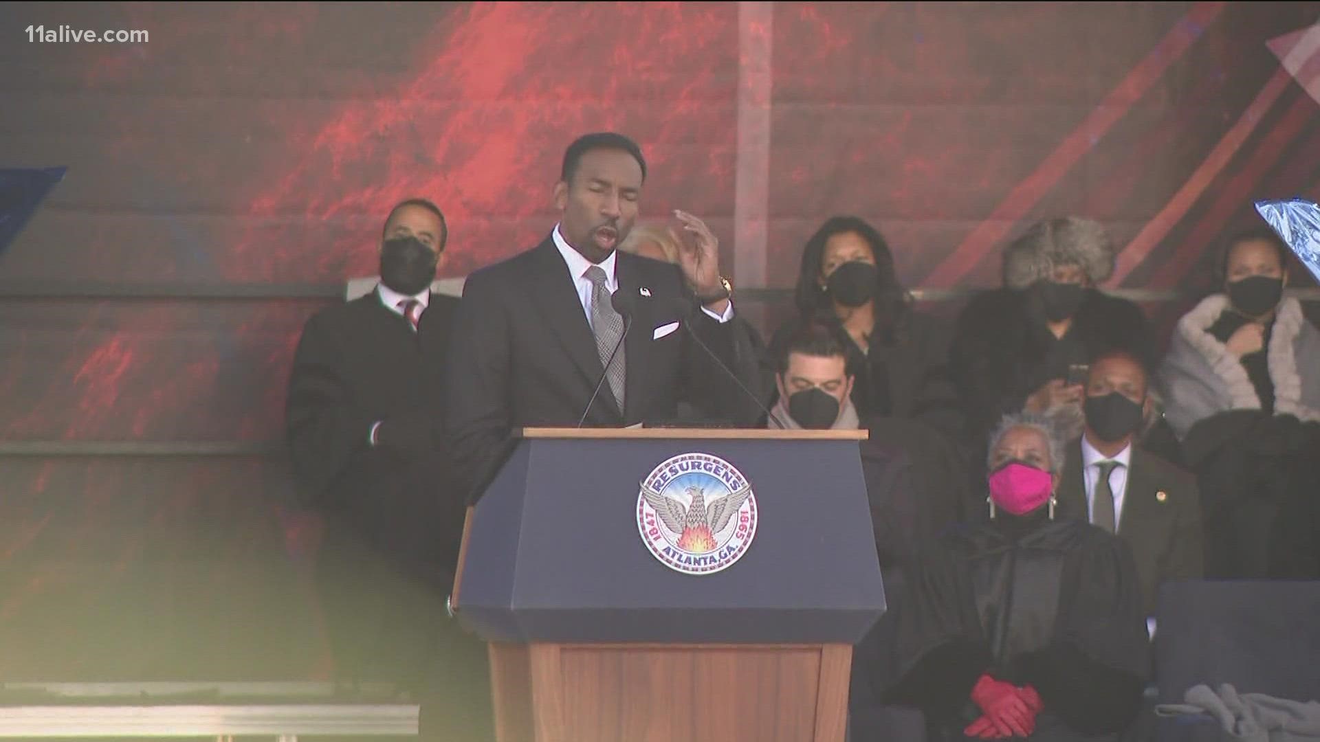 Atlanta Mayor Andre Dickens took the oath of office on Monday.