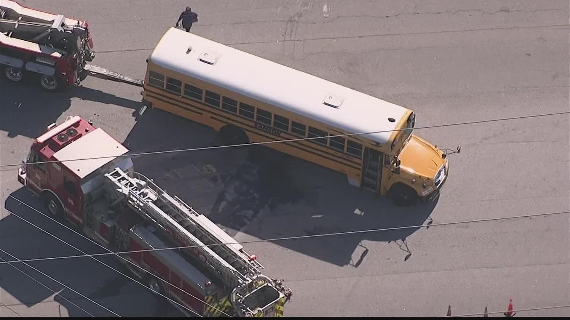 None of the K-2nd grade students were hurt on the bus, including their driver, according to DeKalb Police.