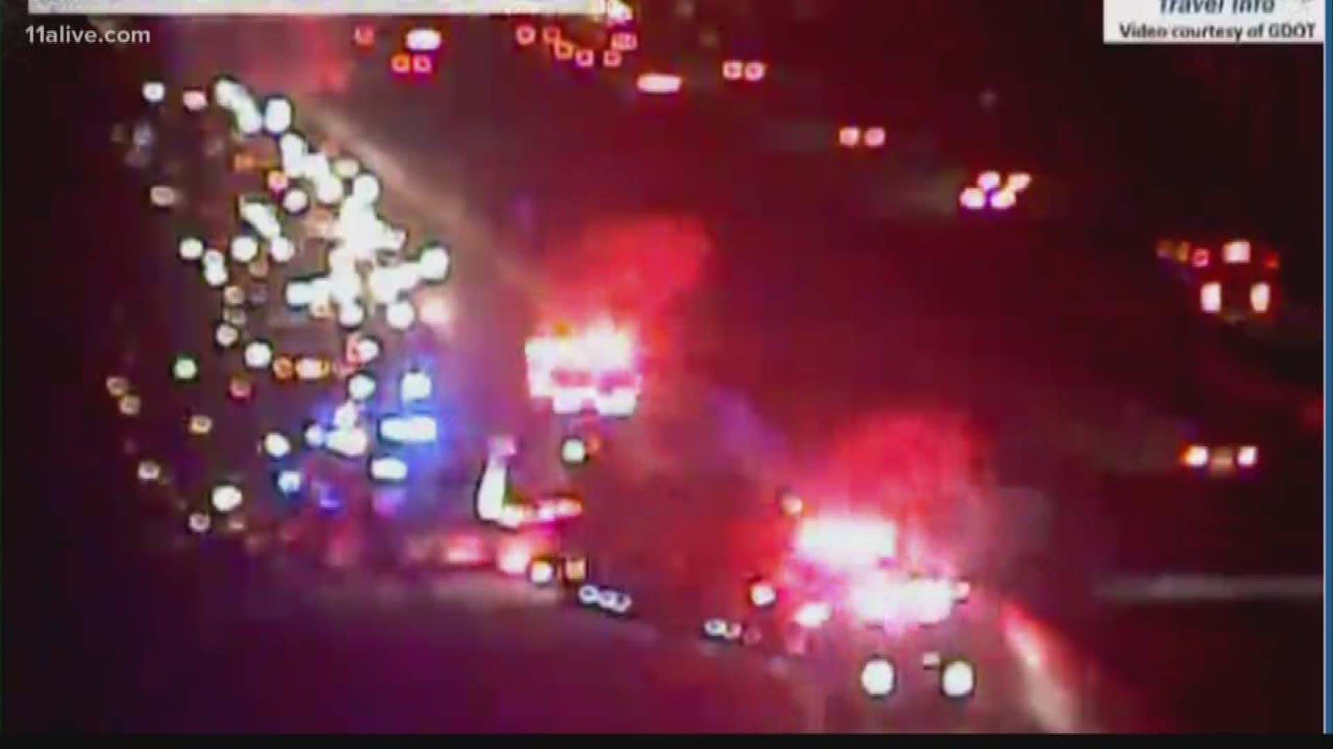 Most lanes are shutdown on I-20W between Wesley Chapel and I-285E in DeKalb County after a crash Tuesday morning.