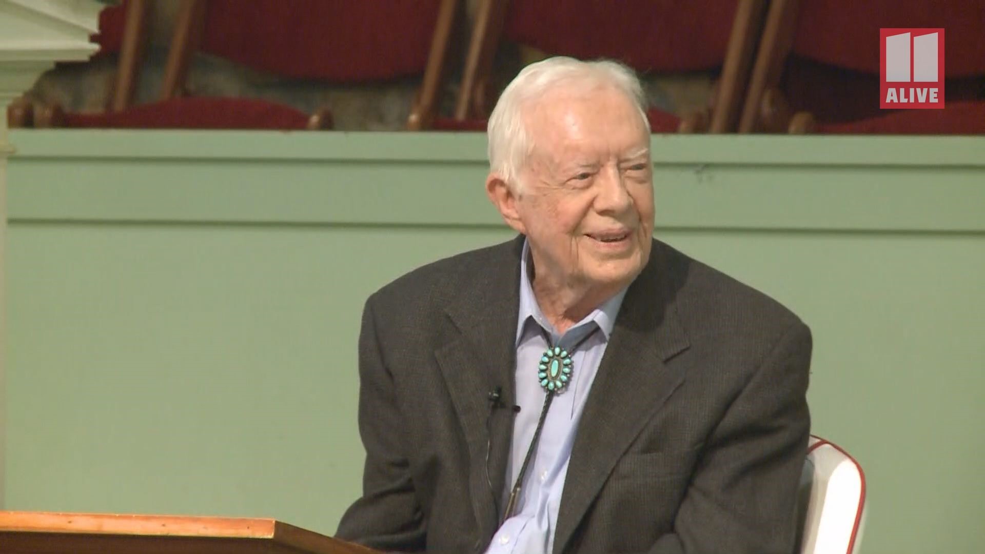 The Civil Rights icon joined the former President in Jimmy Carter's weekly address from Maranatha Baptist Church in Plains, Georgia.