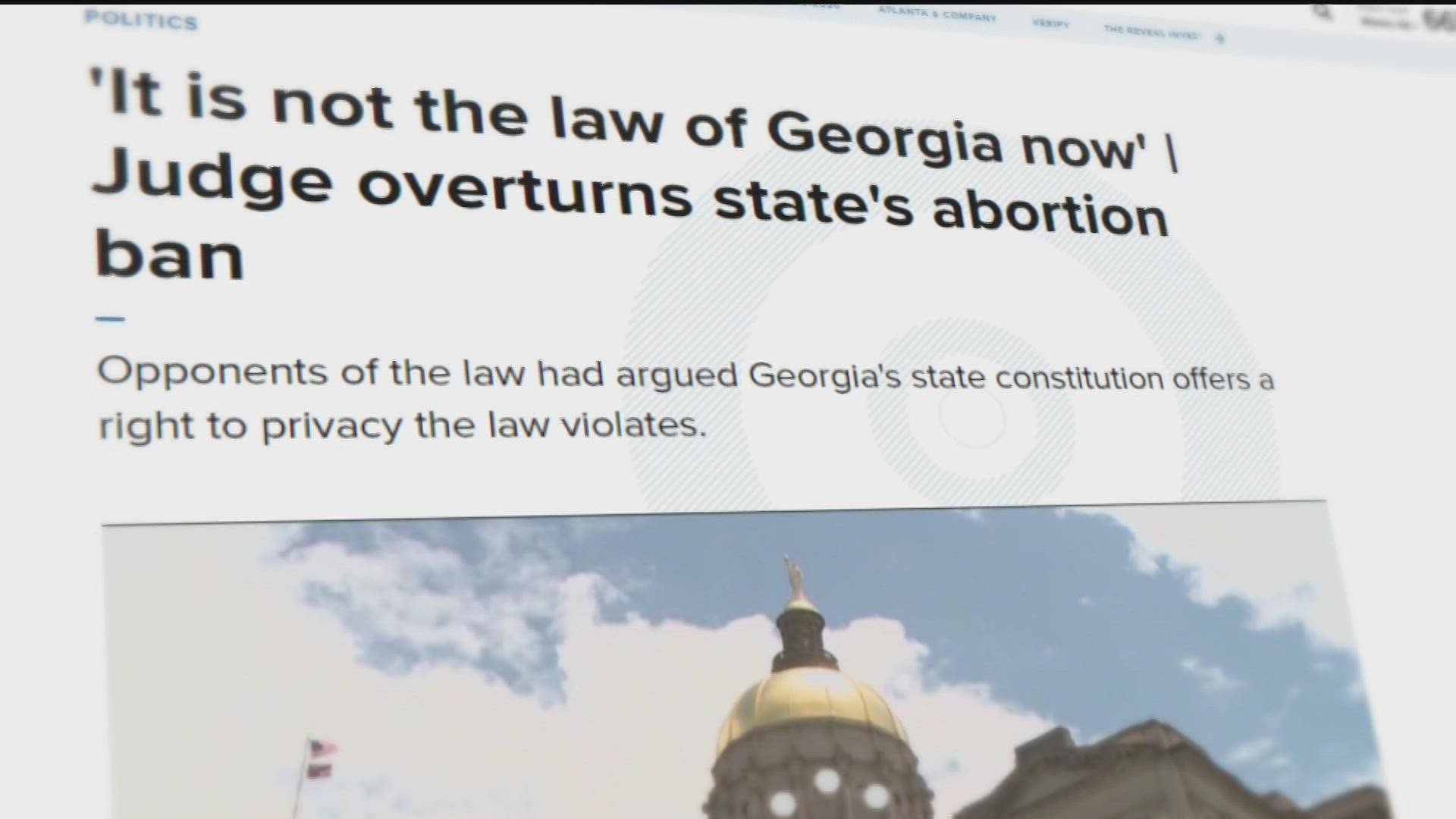 Both sides of the debate gave their opinions over a Fulton County judge overturning Georgia's state ban on abortion after six weeks.