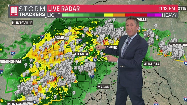 Tracking overnight thunderstorms moving through metro Atlanta, north Georgia