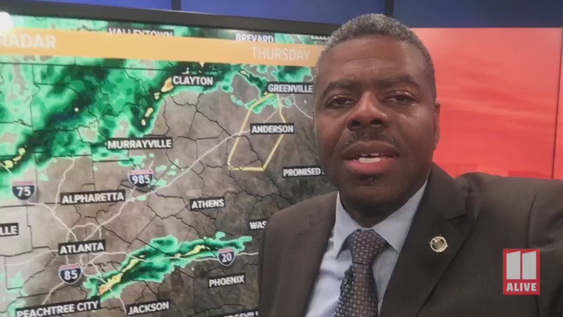 A strong wave of rain moved through Atlanta on Thursday.