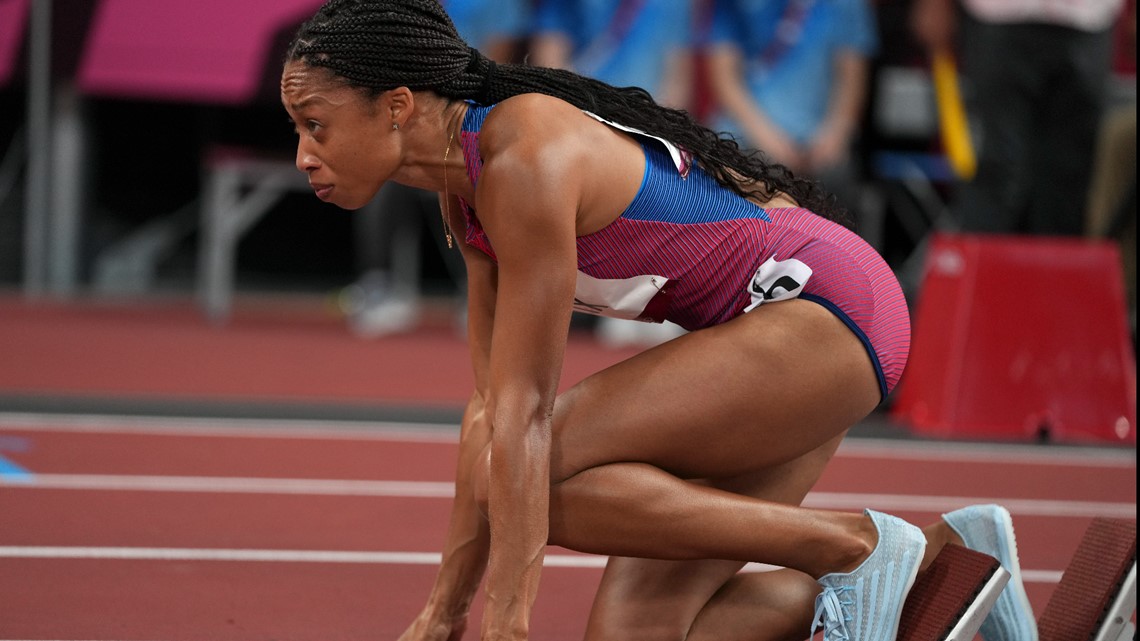Allyson Felix shoes | Winning 400 meter race in Saysh after Nike |  