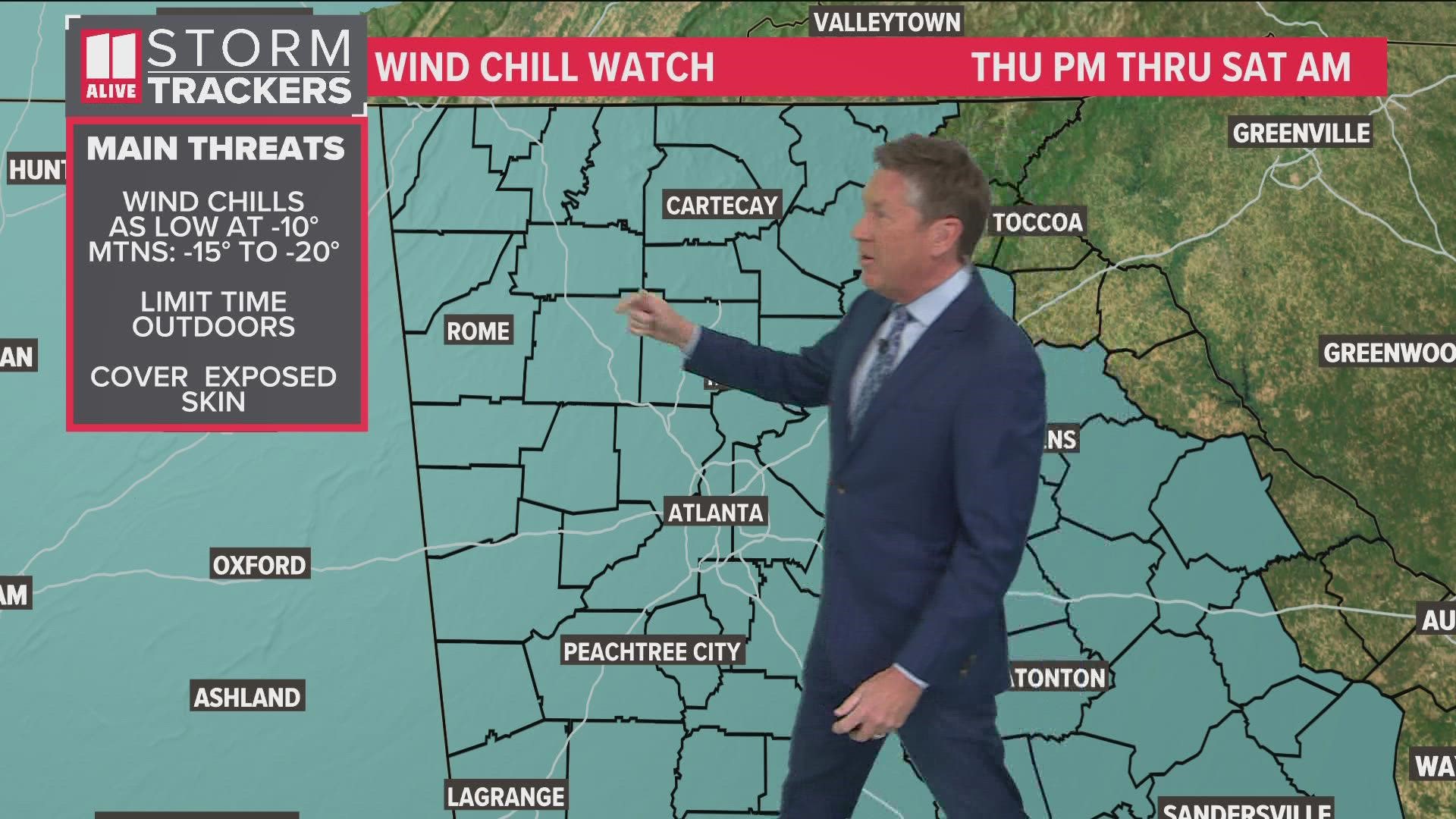 Wind chills and windy conditions are expected to help usher in Christmas.