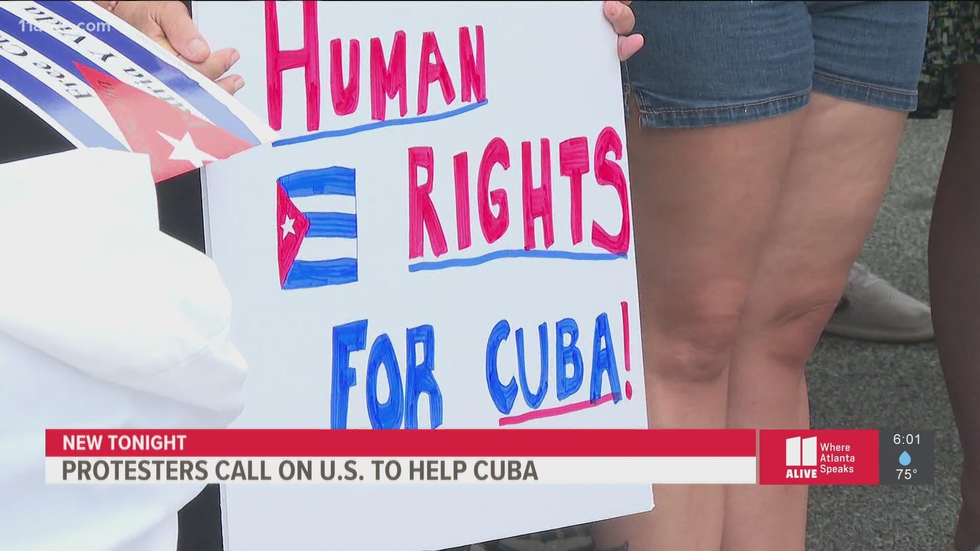 On Sunday, crowds gathered in Sandy Springs to call on the American government to help Cubans who are suffering from an economic crisis in the country.