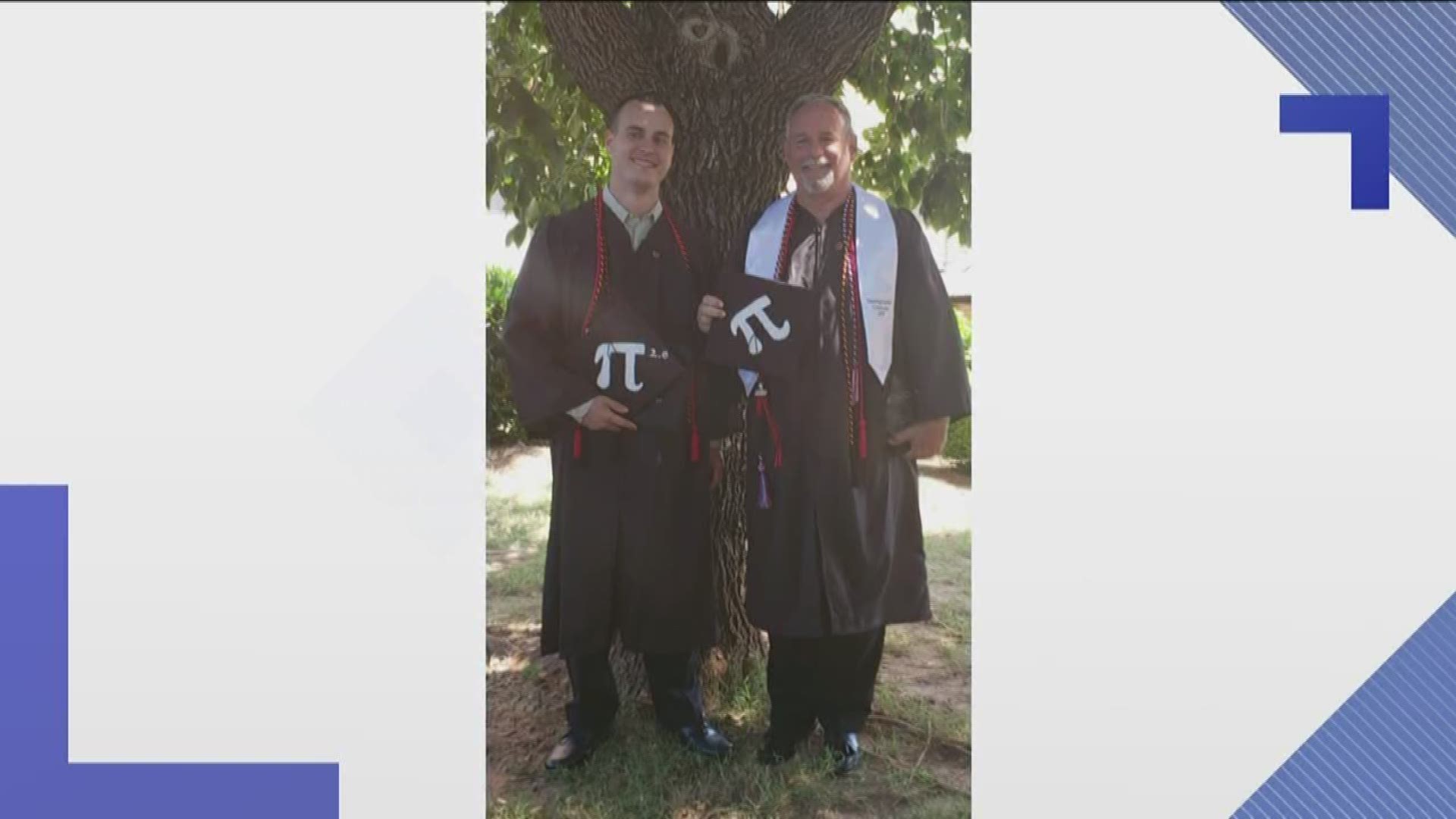 It took 30 years, but the city's assistant police chief finally has that degree - and he walked across the state the same day as his son!