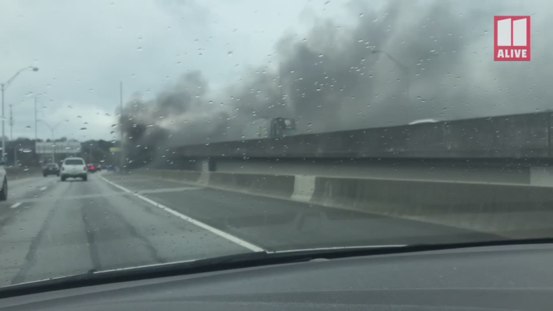 Buford Highway at I-85 is closed as crews put out a fire under the bridge.
