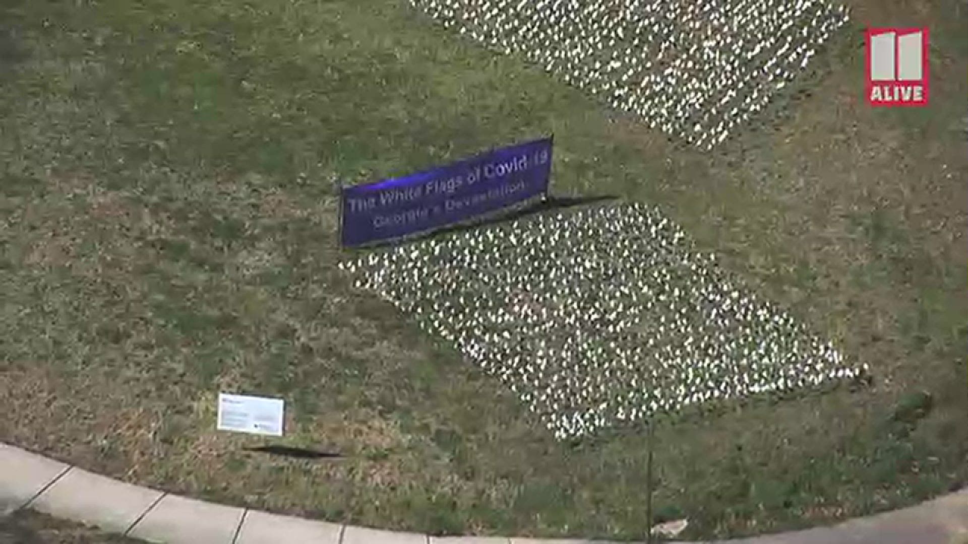 From Feb. 21-28, 15,000 white flags will be displayed on the lawn of First Christian Church of Decatur in memory of those who have died in Georgia from COVID-19.