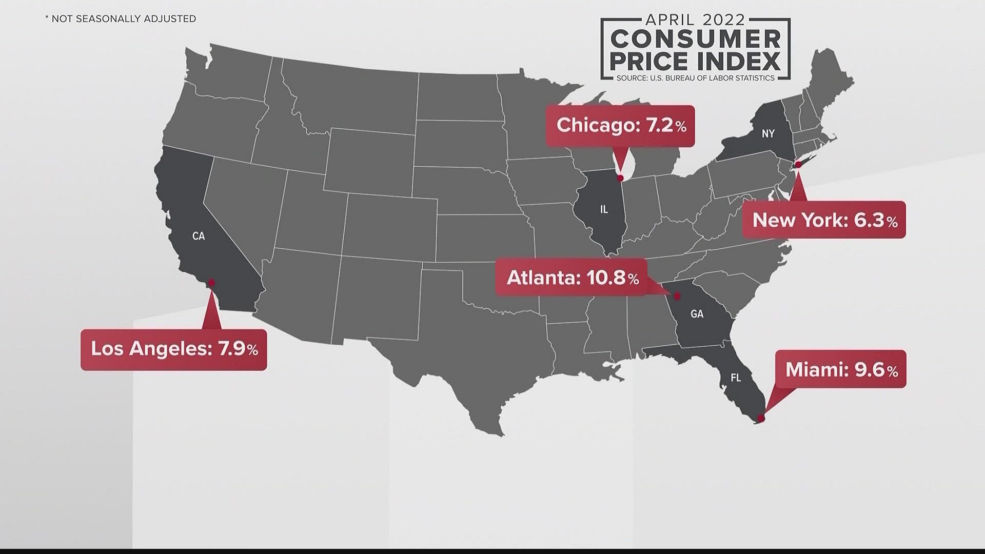 Metro Atlanta's inflation rate is now one of the highest in the country according to new federal data released this morning.