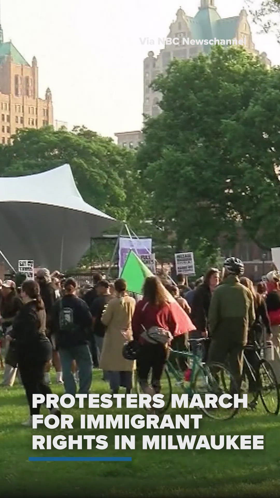 Demonstrators in Milwaukee rallied at Cathedral Square Park and marched to DHS offices, joining nationwide protests against ICE actions.