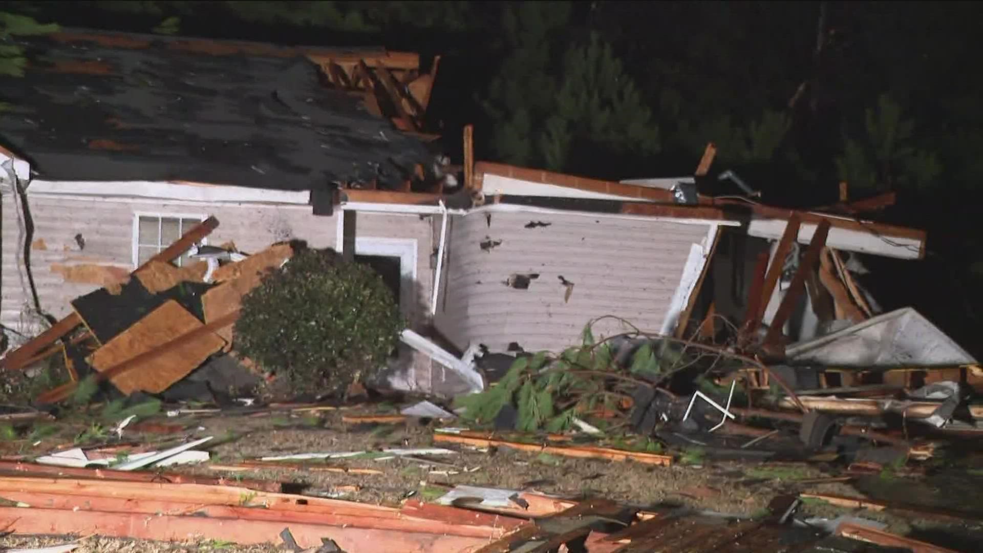 Strong and dangerous storms moved through north Georgia and left behind debris.