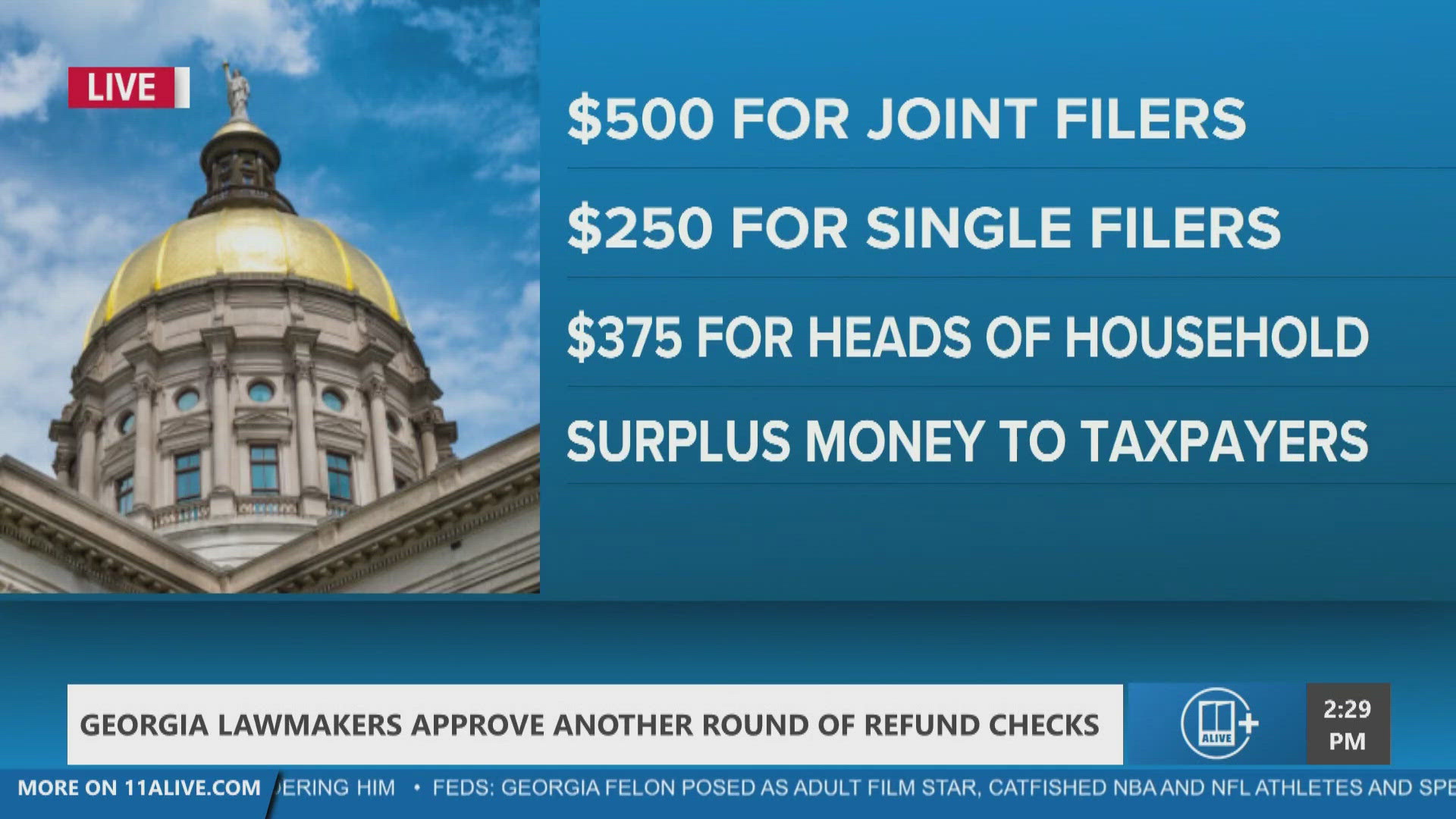 Georgia lawmakers approve another round of refund checks | 11alive.com