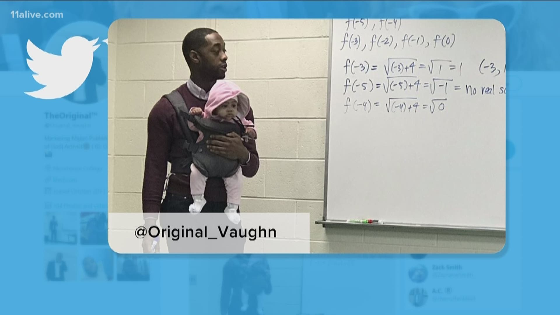 Professor Nathan Alexander had no issues when a student had to bring his child with him. He even cared for the baby throughout the class so dad could take notes.
