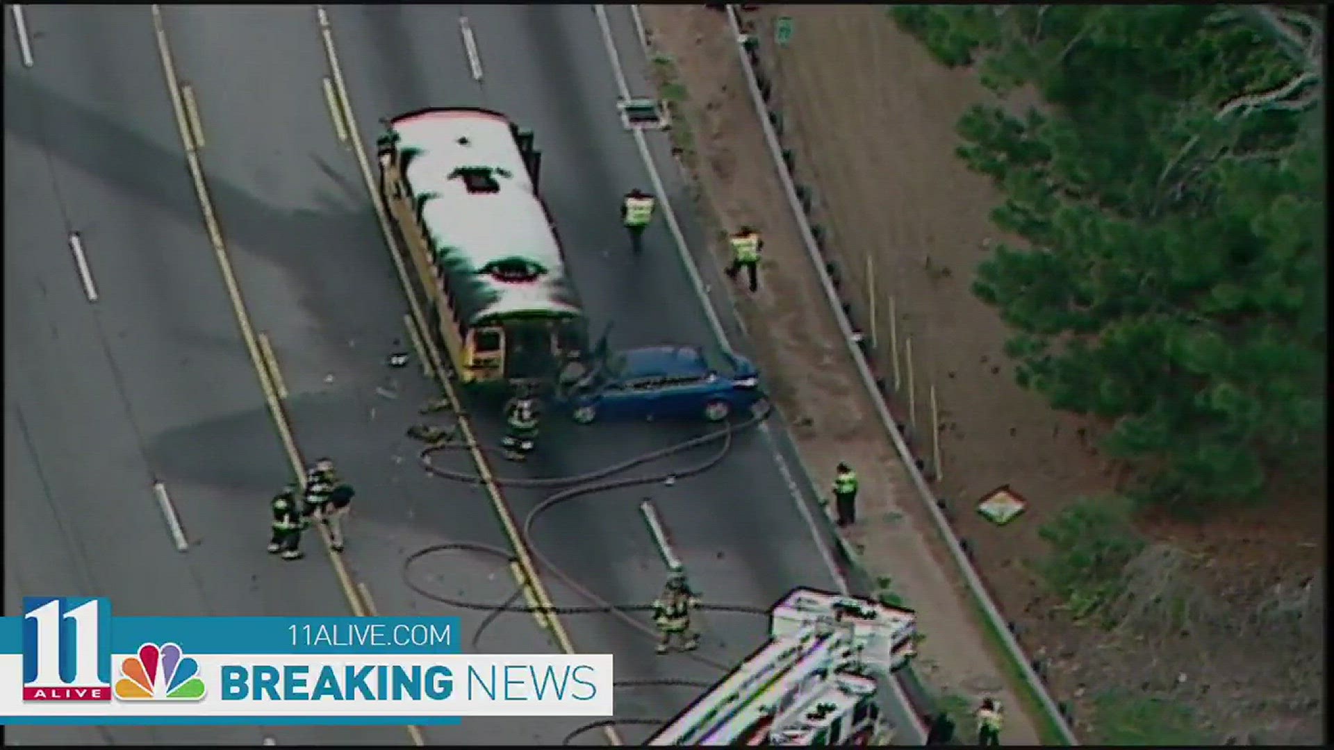 Students escape bus before fiery crash  in Sandy Springs